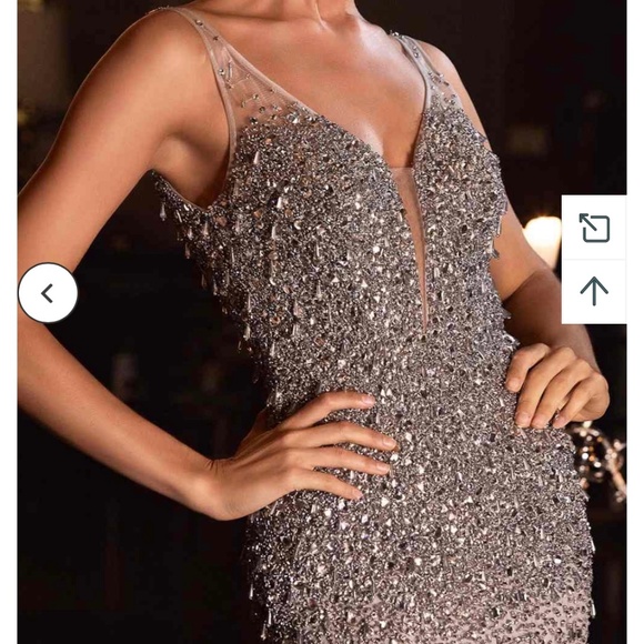 Jewel-Embellished Evening Gown with Ostrich Feathers - Picture 3 of 9